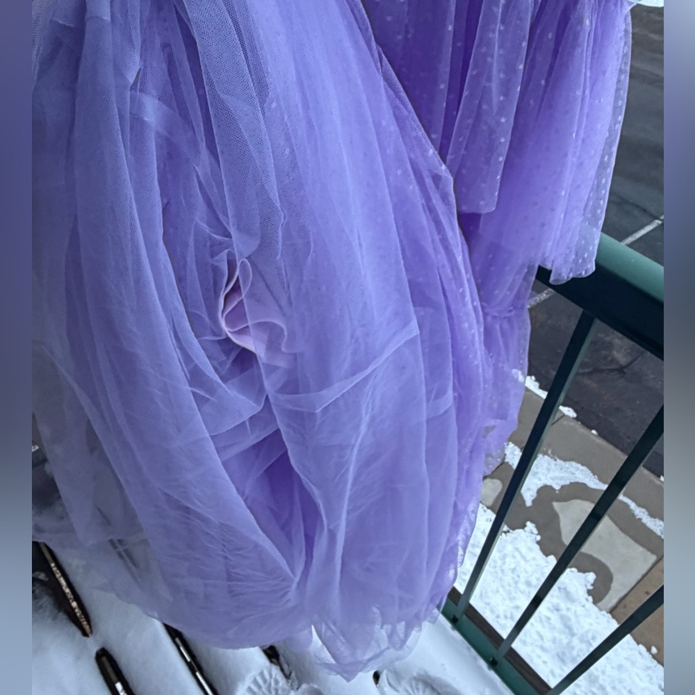 🆕 NEXT/UP Lavender Swiss Dot Tiered Tulle Maxi Dress Size 11/12 Prom Formal Gown - Picture 11 of 16